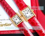 Swiss AAA Replica Tank Must Solarbeat Cartier Watch Gold with Diamonds